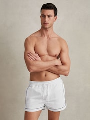 Reiss White Azure Piped Drawstring Swim Shorts - Image 1 of 6