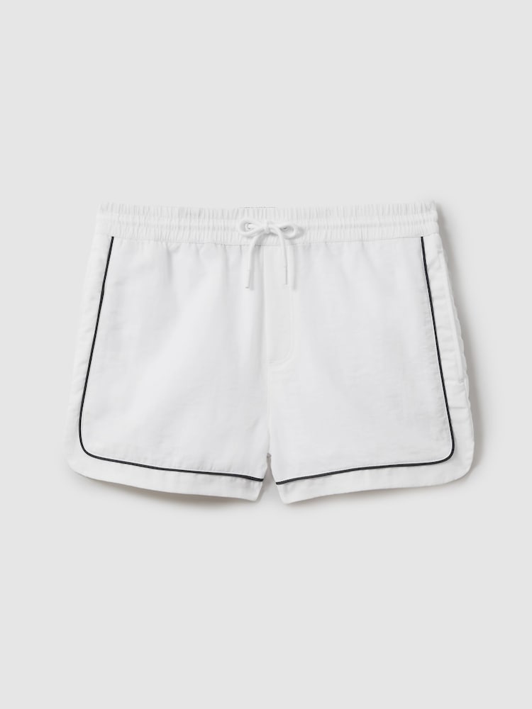 Reiss White Azure Piped Drawstring Swim Shorts - Image 2 of 6 Reiss White Azure Piped Drawstring Swim Shorts - Image 2 of 6