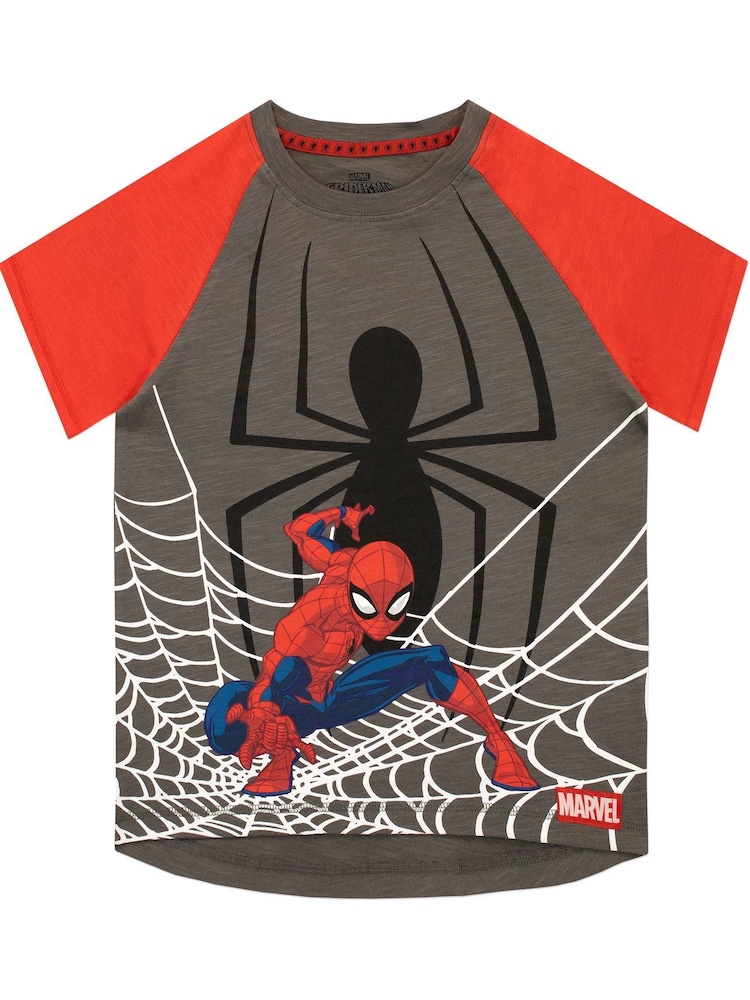Character Brown Red/Grey Spiderman Short Sleeve 100% Cotton T-Shirt - Image 1 of 4