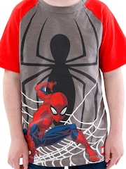 Character Brown Red/Grey Spiderman Short Sleeve 100% Cotton T-Shirt - Image 3 of 4