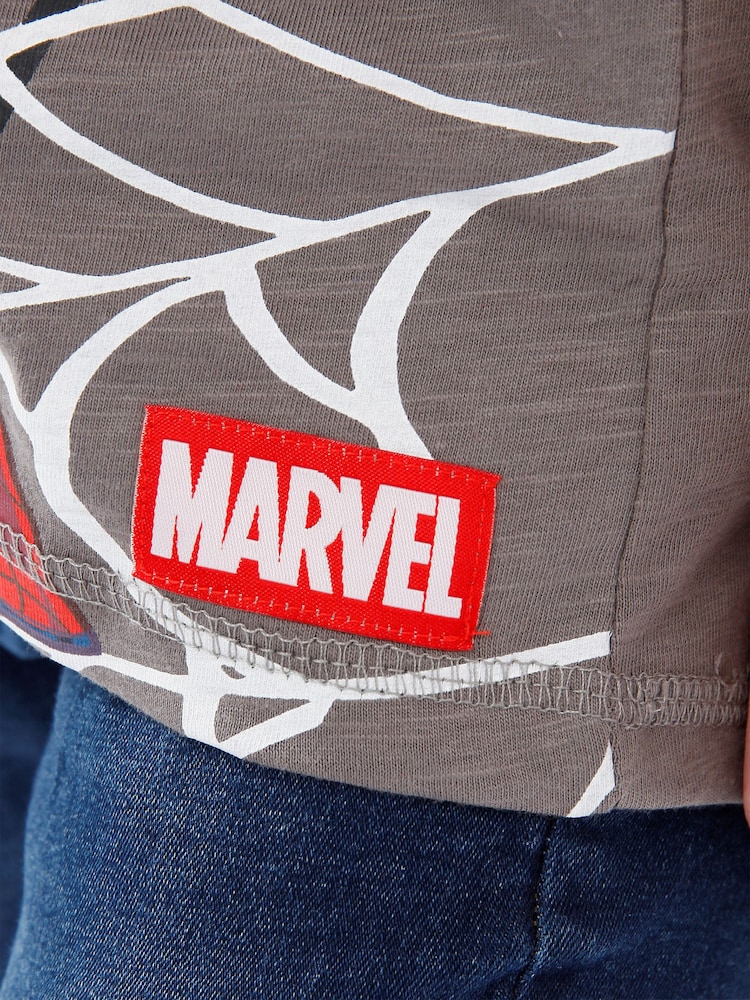 Character Brown Red/Grey Spiderman Short Sleeve 100% Cotton T-Shirt - Image 4 of 4