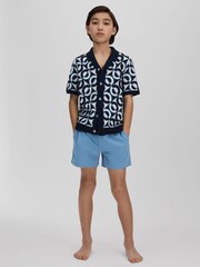 Reiss Sea Blue Shore 3-9 yrs Plain Drawstring Waist Swim Shorts - Image 1 of 4