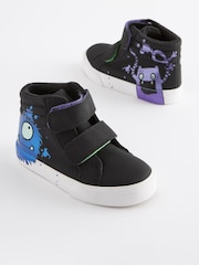 Black Glow In The Dark Monster Standard Fit (F) Warm Lined Touch Fastening Boots - Image 1 of 10