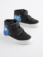 Black Glow In The Dark Monster Standard Fit (F) Warm Lined Touch Fastening Boots - Image 9 of 10