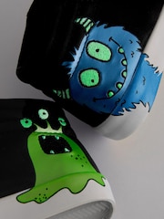 Black Glow In The Dark Monster Standard Fit (F) Warm Lined Touch Fastening Boots - Image 10 of 10