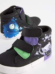 Black Glow In The Dark Monster Standard Fit (F) Warm Lined Touch Fastening Boots - Image 4 of 10