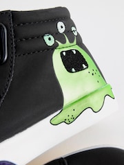 Black Glow In The Dark Monster Standard Fit (F) Warm Lined Touch Fastening Boots - Image 5 of 10