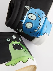 Black Glow In The Dark Monster Standard Fit (F) Warm Lined Touch Fastening Boots - Image 7 of 10