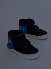 Black Glow In The Dark Monster Standard Fit (F) Warm Lined Touch Fastening Boots - Image 8 of 10