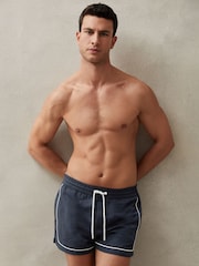 Reiss Navy Azure Piped Drawstring Swim Shorts - Image 1 of 6