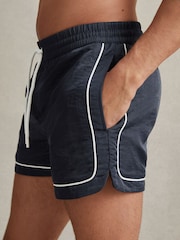 Reiss Navy Azure Piped Drawstring Swim Shorts - Image 4 of 6