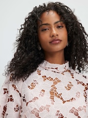 River Island Pink Lace Short Sleeve Blouse - Image 3 of 4