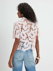 River Island Pink Lace Short Sleeve Blouse - Image 4 of 4
