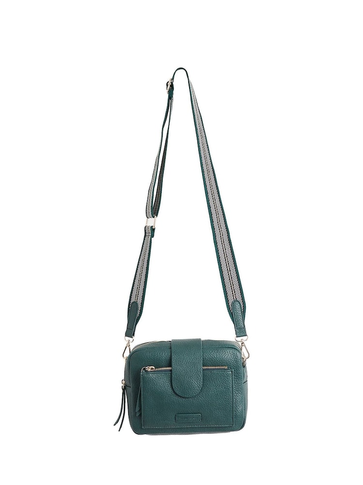 Oliver Bonas Green Charlee Striped Crossbody Bag - Image 1 of 6