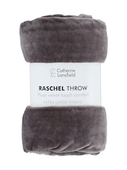 Catherine Lansfield Grey Raschel Velvet Touch Plush Extra Large Throw - Image 3 of 3