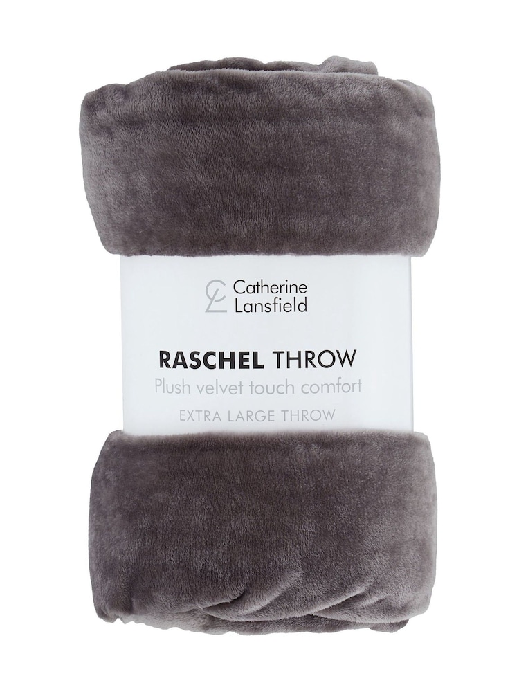 Catherine Lansfield Grey Raschel Velvet Touch Plush Extra Large Throw - Image 3 of 3