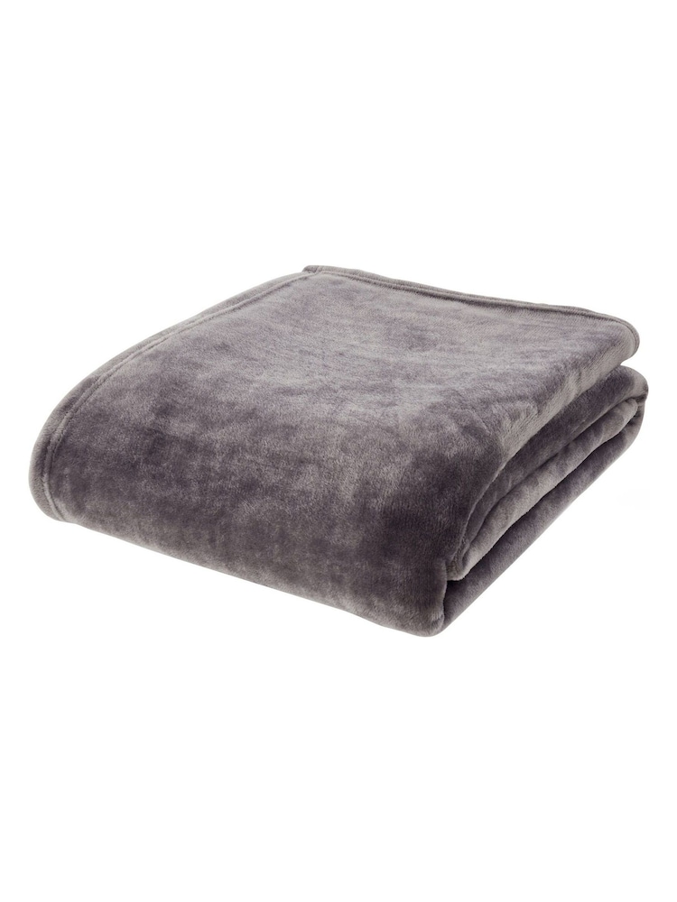 Catherine Lansfield Grey Raschel Velvet Touch Plush Extra Large Throw - Image 4 of 4