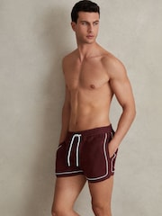 Reiss Brick Red Azure Piped Drawstring Swim Shorts - Image 1 of 7