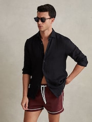 Reiss Brick Red Azure Piped Drawstring Swim Shorts - Image 3 of 7
