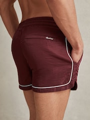 Reiss Brick Red Azure Piped Drawstring Swim Shorts - Image 5 of 7