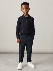 Reiss Navy Trafford Merino Wool Polo Shirt - Image 2 of 4