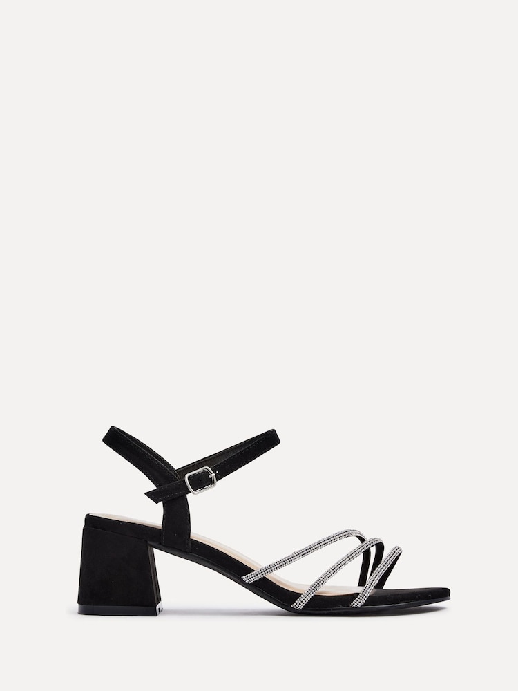 Linzi Black Carnation Heeled Sandals With Embellished Upper - Image 2 of 5