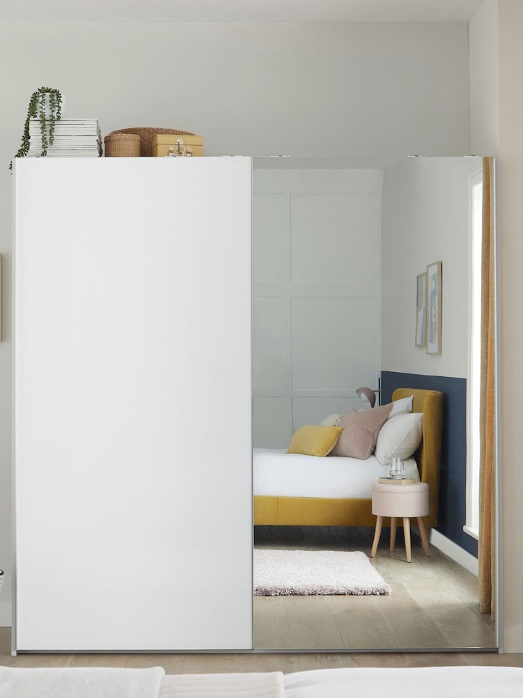 White White Sloane Collection Luxe Glass 2m Sliding 2m Semi Fitted Sliding Wardrobe - Image 1 of 6