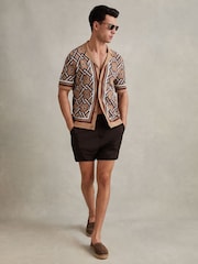 Reiss Chocolate Sun Side Adjuster Swim Shorts - Image 3 of 6