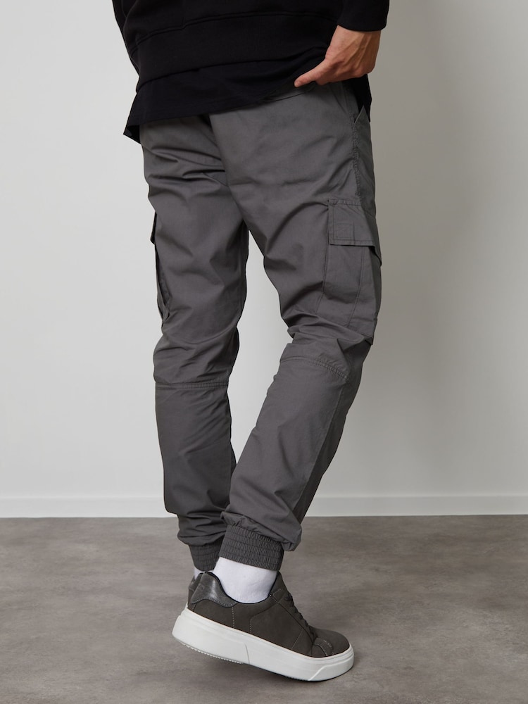 Сірий - Threadbare слім фіт Cuffed kargo 100% Cotton штани - Image 2 of 4