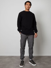 Сірий - Threadbare слім фіт Cuffed kargo 100% Cotton штани - Image 3 of 4