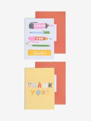 Set of 6 Yellow Thank You Teacher Cards - Image 3 of 3