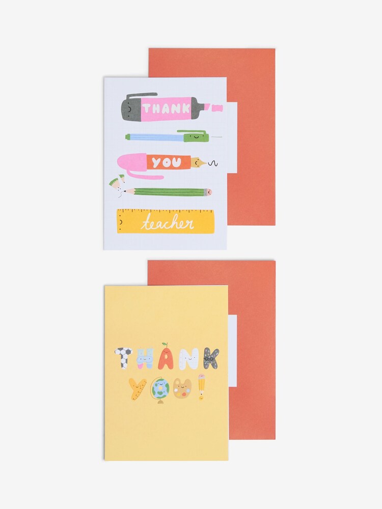 Set of 6 Yellow Thank You Teacher Cards - Image 3 of 3