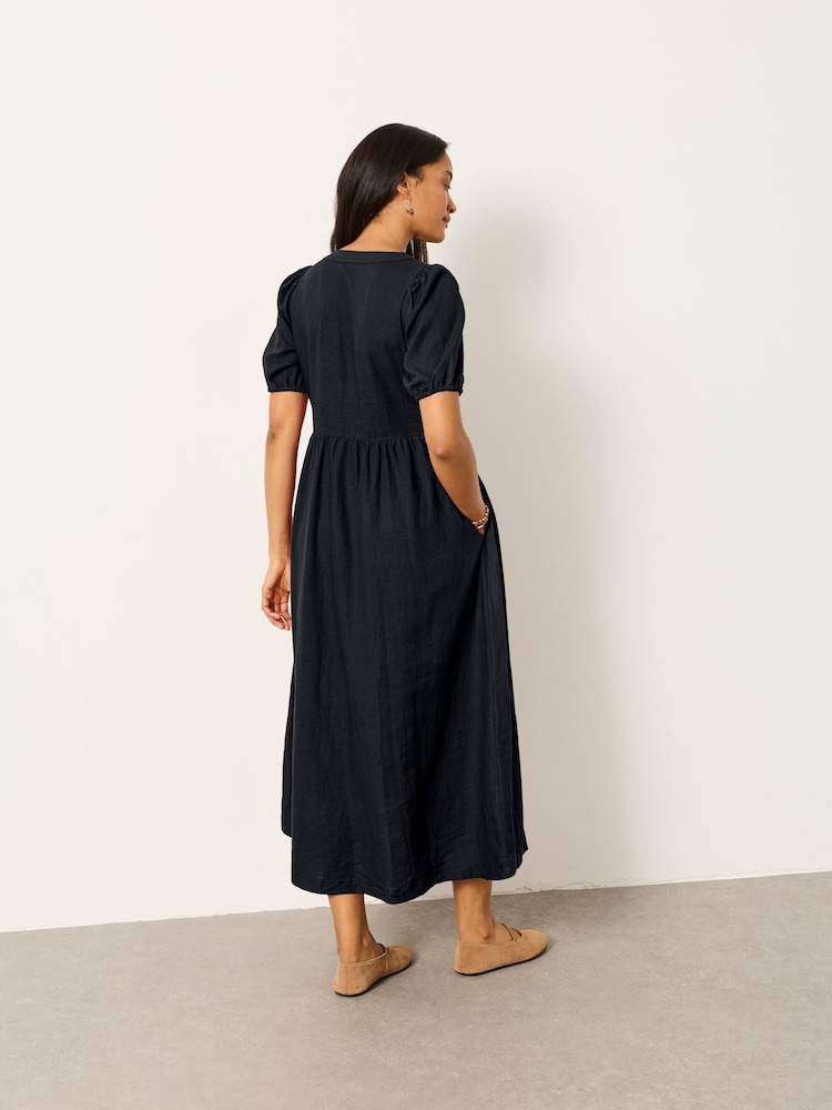 FatFace Remi Black Petite Linen Dress - Image 2 of 6 FatFace Remi Black Petite Linen Dress - Image 2 of 6