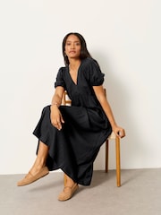 FatFace Remi Black Petite Linen Dress - Image 5 of 6