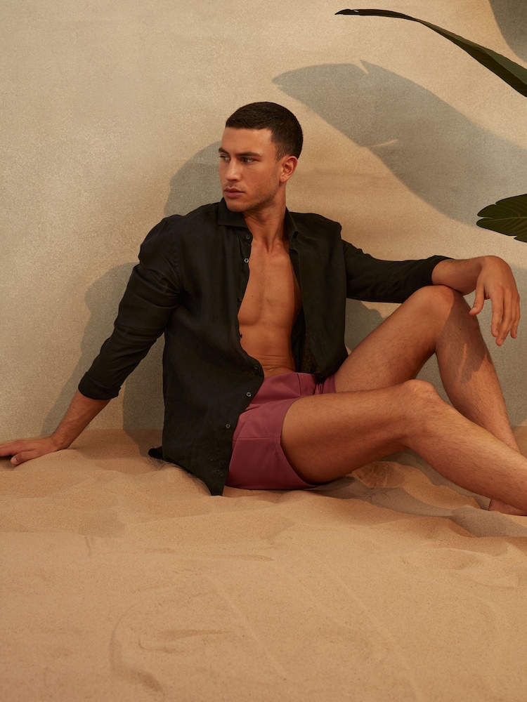 Reiss Old Rose Shore Plain Drawstring Waist Swim Shorts - Image 1 of 1