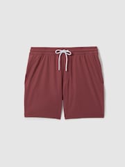 Reiss Old Rose Shore Plain Drawstring Waist Swim Shorts - Image 2 of 6