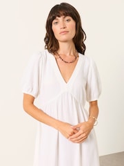FatFace Remi White Petite Linen Dress - Image 4 of 6