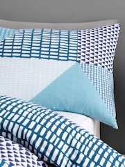 Catherine Lansfield Teal Blue Larsson Geo Duvet Cover and Pillowcase Set - Image 2 of 4