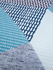 Catherine Lansfield Teal Blue Larsson Geo Duvet Cover and Pillowcase Set - Image 3 of 4