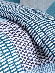 Catherine Lansfield Teal Blue Larsson Geo Duvet Cover and Pillowcase Set - Image 4 of 4