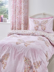 Catherine Lansfield Pink Enchanted Butterfly Reversible Duvet Cover Set - Image 1 of 4