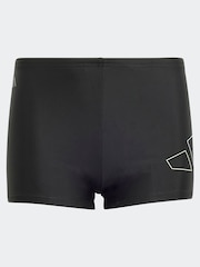 adidas Black Dark Performance Big Bars Swim Boxer Shorts - Image 1 of 5