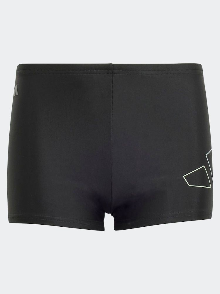 adidas Black Dark Performance Big Bars Swim Boxer Shorts - Image 1 of 5