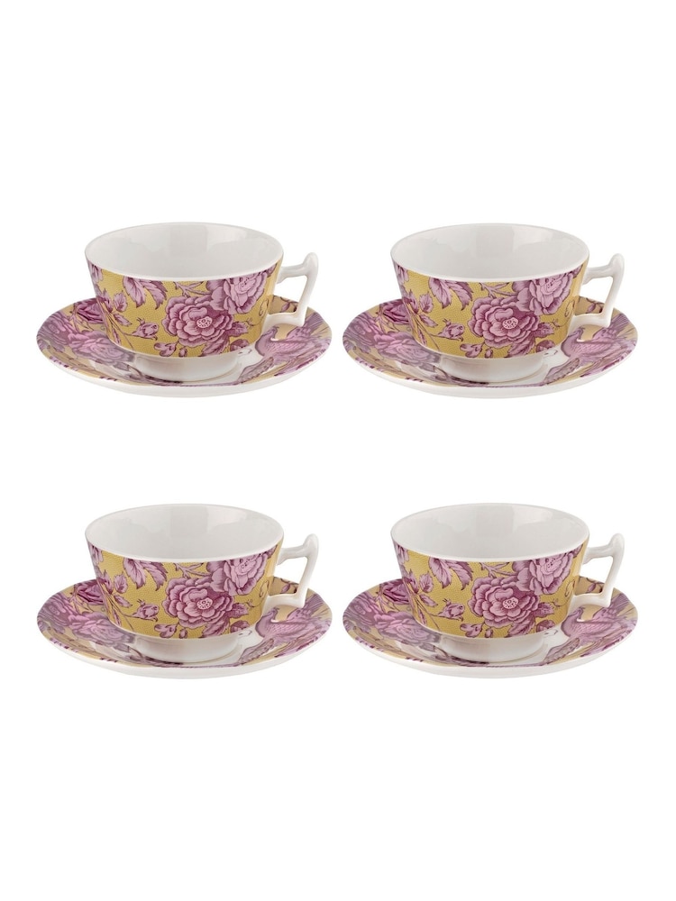Spode Set of 4 Yellow Kingsley Tea Cup And Saucers - Image 4 of 4