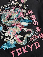 Black Sequin T-Shirt (3-16yrs) - Image 6 of 6
