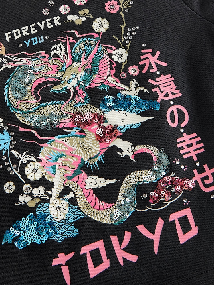 Black Sequin T-Shirt (3-16yrs) - Image 6 of 6