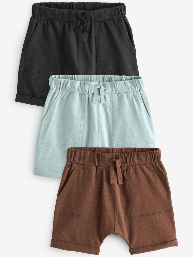 Mineral Blue/Tan Brown/Charcoal Grey Lightweight Jersey Shorts 3 Pack (3mths-7yrs) - Image 1 of 6 Mineral Blue/Tan Brown/Charcoal Grey Lightweight Jersey Shorts 3 Pack (3mths-7yrs) - Image 1 of 6