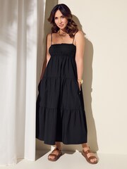 Myleene Klass Black Smock Cotton Poplin Dress - Image 1 of 5