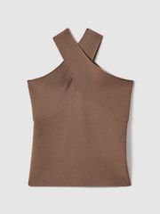 Reiss Neutral Darla Ribbed Cross-Over Vest - Image 2 of 6