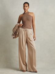 Reiss Neutral Darla Ribbed Cross-Over Vest - Image 3 of 6